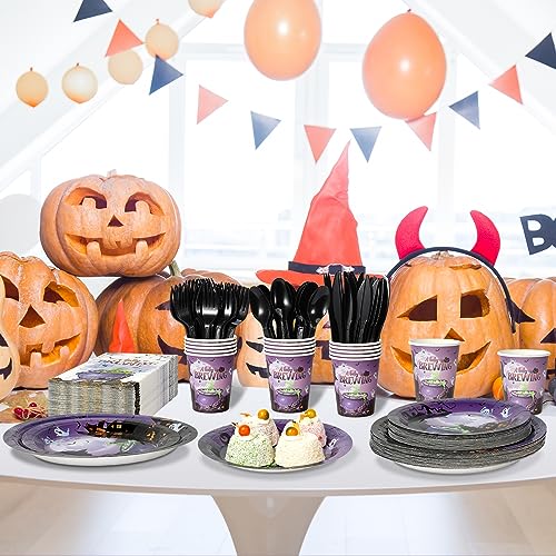 Halloween Baby Shower Plates and Napkins Set - Serve 50 - Tableware for 50 Guests