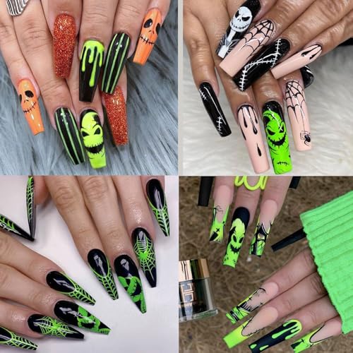 Halloween Nail Stickers Spider Web Ghost Nails - 3D Self-Adhesive Design, Variation Hallowen Style 14