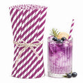 Purple Paper Drinking Straws for Parties and Events - 100 Pack