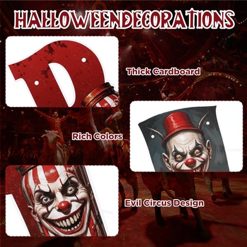 Halloween Circus Clown Banner Decorations - Creepy Garland Set for Party