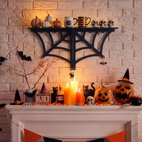 Funny Halloween Spider Web Shelf - Gothic Wooden Wall Decor, 20 Inch