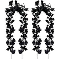 Black Maple Leaf Garland - 2PCS Fall Halloween Decor, 6.56FT Artificial Vines