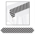 Checkered Racing Table Runner - Black & White Glossy Paper Party Decor 11" x 6'