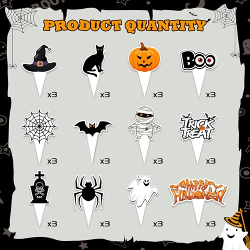 Halloween Pumpkin Cupcake Toppers 36pcs - Spooky & Cute Food Decorations