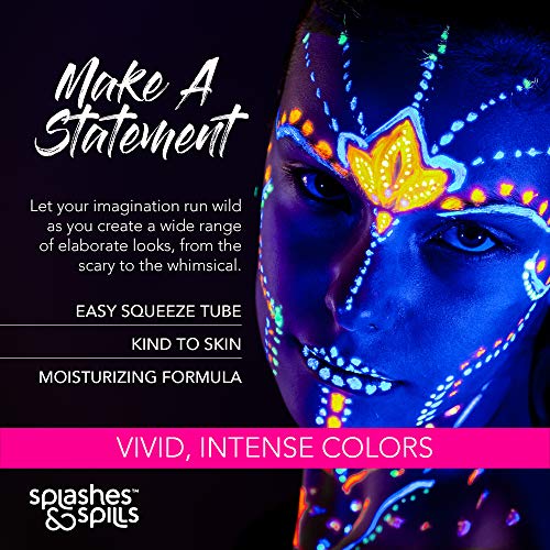 UV Body & Face Paint 10ml 6 Pack Neon Glow-in-the-Dark Makeup for Parties