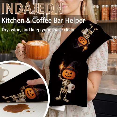 Halloween Pumpkin Skeleton Bathroom Hand Towel 16x24 in - Variation Pumpkin Ghost