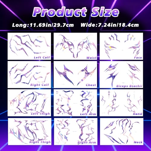 Laser Hunter Cosplay Holographic Temporary Tattoos Set - Fantasy Creature Design
