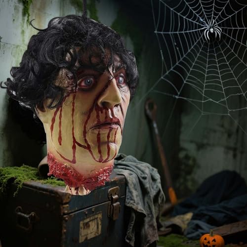 Halloween Severed Zombie Head Decorations - Bloody Latex Hanging Prop - Variation A