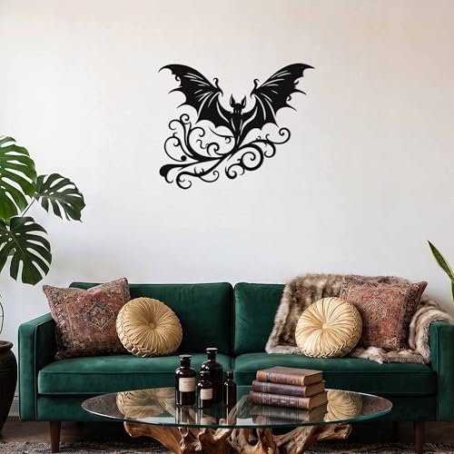Gothic Bat Wall Decor - Metal Vampire Style Halloween Room Ornament