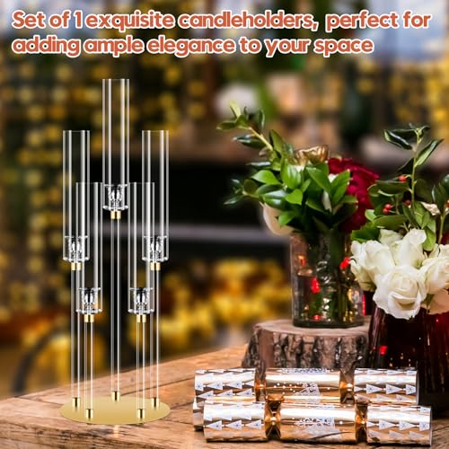 5 Arm Gold Candle Holder Candelabra - 26 Inch Tall Table Centerpiece with Variation 1