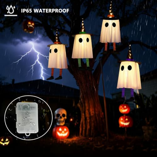 Outdoor Halloween Ghost Decorations 3-Pack with Flash Modes & Timer
