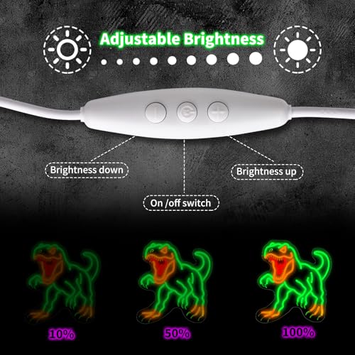 Green Dinosaur Neon Sign - Dimmable Jurassic T-Rex LED Light Decor - 14.5x13.6"