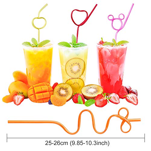 Kids Reusable Crazy Loop Drinking Straws - Pack of 2, 24 Pcs, Colorful & Curly, Regular Variation