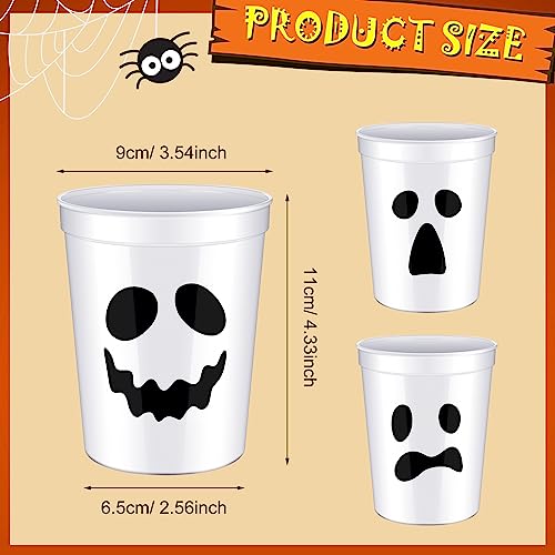 Halloween Ghost Disposable Plastic Cups 16oz - 48 Pack for Parties