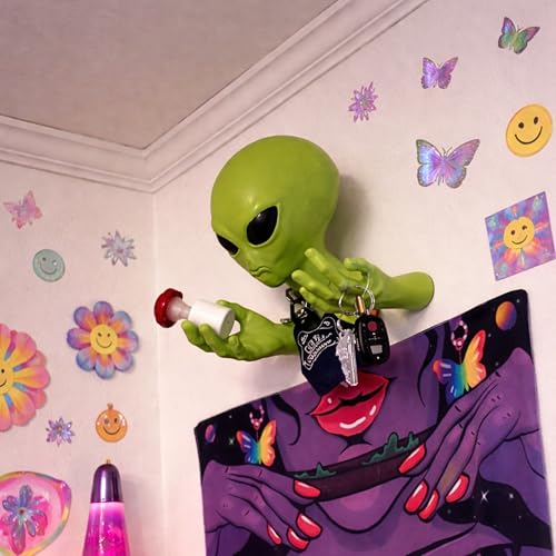 Alien Head Wall Decor - 3D Sci-Fi Sculpture with Hands & Head, Halloween Wall Art