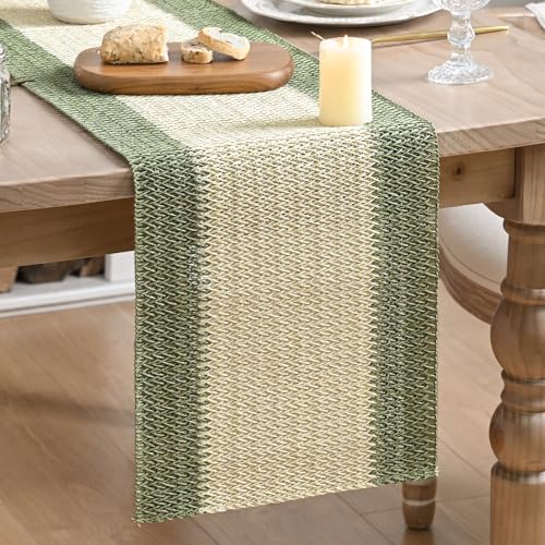 Farmhouse Rustic Paper Braided Table Runner - Dark Green, 12x120 Inch
