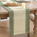 Farmhouse Rustic Paper Braided Table Runner - Dark Green, 12x120 Inch