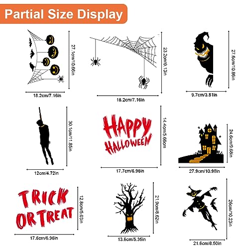 Halloween Window Decoration A - 9 Sheets 87pcs Static Stickers Pumpkin Bat Spider