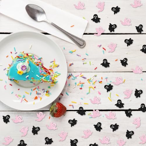 Halloween Confetti Set - Little Boo Ghost Paper Scatter in Black & Pink - 120pcs