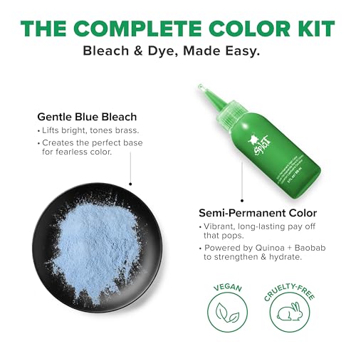 Splat Neon Green Semi Permanent Hair Dye Kit with Bleach & Application - Vibrant Color