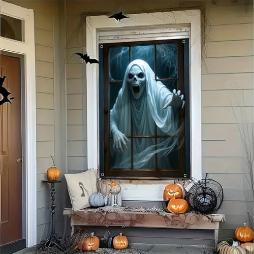 Halloween Ghost Window Cover 31x47 Inch Polyester Outdoor Decor