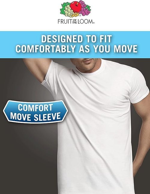 Fruit of The Loom Men's Crew Tee Undershirts - Moisture-Wicking & Tag-Free | Big & Tall Options Available