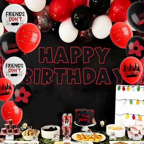 50-Pack 12-Inch Black Red Mystery Themed Latex Balloons for Parties