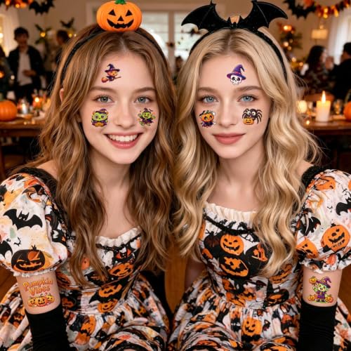 Halloween Temporary Tattoos for Kids - 216 Waterproof Fun Designs