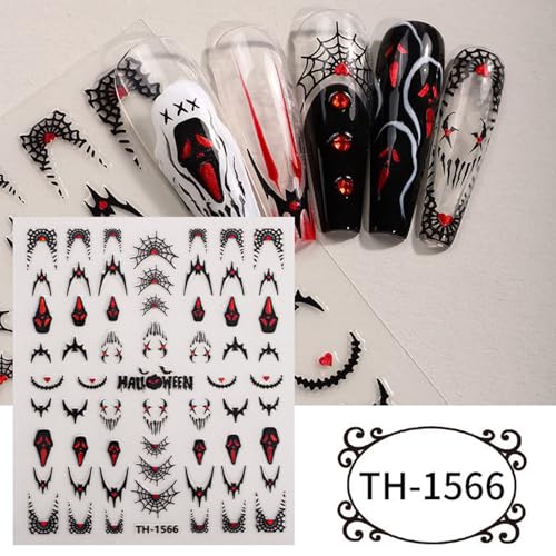 Halloween Nail Art Stickers - Pumpkin Ghost Bat Spider Design - 6 Sheets