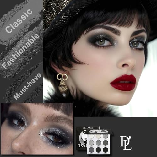 Goth Eyeshadow Palette Grey Black White Silver - Blendable Smokey Eye Makeup