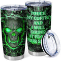 20oz Green Fire Skull Lava Tumbler with Insulation for Hot Cold Drinks - Halloween Gift