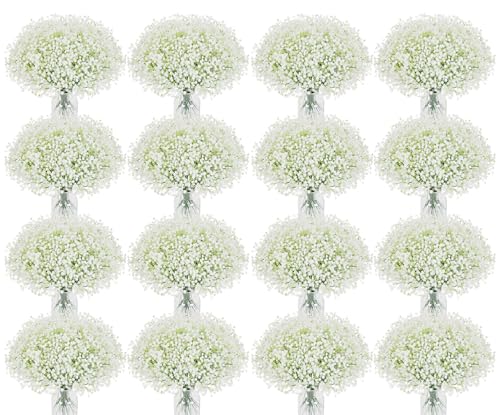 Baby's Breath Artificial Flowers Bulk 220 Pcs - Real Touch White Fake Flowers for Wedding & Decor