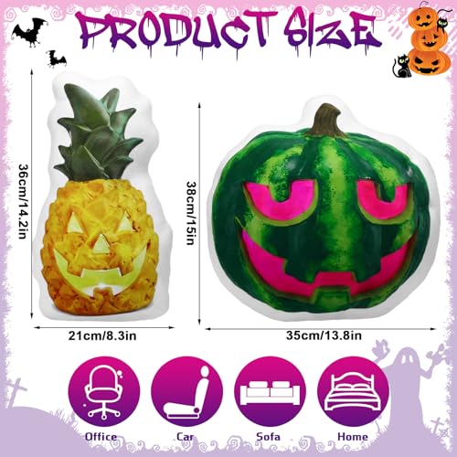 Summer Halloween Watermelon & Pineapple Pumpkin Pillow Set - 2 pcs