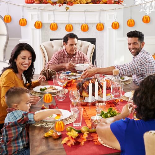 12 Pcs Fall Pumpkin Hanging Ornaments - Realistic Orange Decor Balls