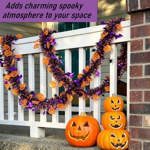 Halloween Garland Decorations - 52Ft Pumpkin Bat Spider Festive String Banner