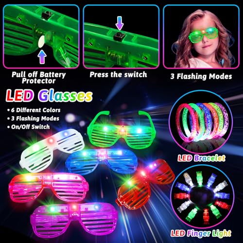 Glow in The Dark Party Supplies Bulk Pack for Kids & Adults - Neon Accessories Set