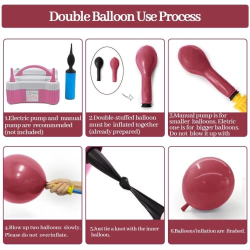 Pink Black Balloon Arch Kit - Double Stuffed Dusty Rose Pink & Brown Balloons - Variation of Pink Black Brown