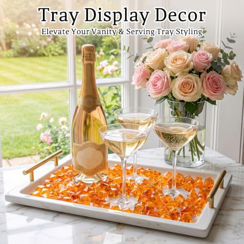 Orange Acrylic Fake Ice Rocks - Fall Vase Fillers & Table Decor Set - 160 Pieces