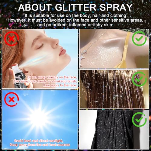 Rainbow Rain Glitter Spray - Long-Lasting Shimmer for Hair, Face, Clothing - 2.11oz