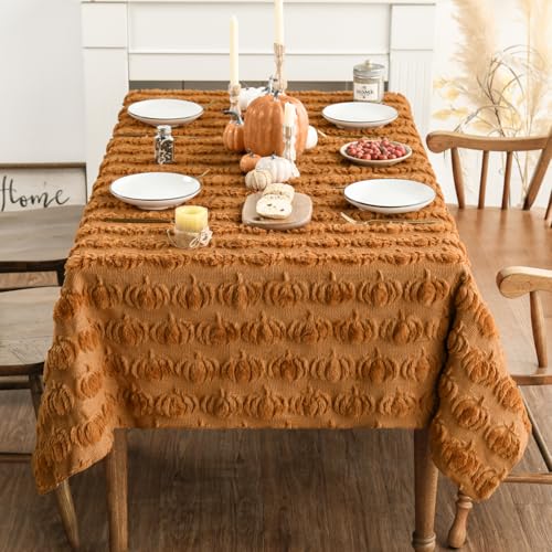 Fall Caramel Fur Tablecloth 60x84 Inch Rectangular Home Decor