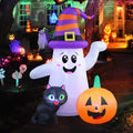 5 Ft Halloween Inflatable Ghost with Pumpkin and Black Cat – Indoor/Outdoor Decor with LED Light
