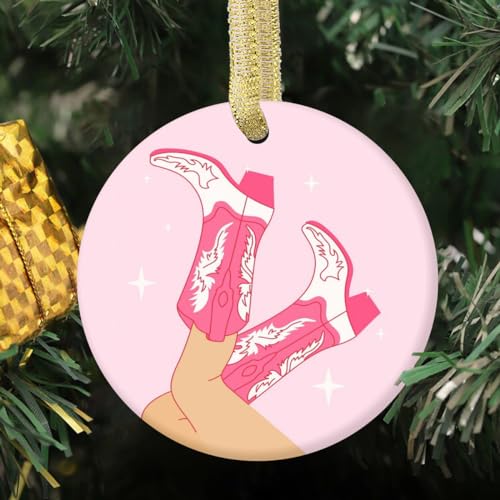 Christmas Ornament with Female Cowboy Legs in Boots - Holiday Decor
