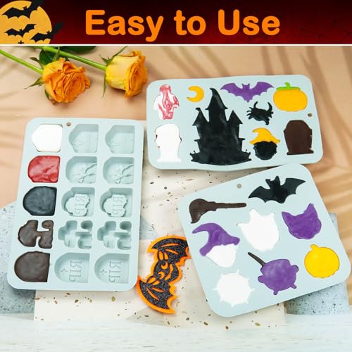 Halloween Silicone Mold Set 3-Piece Haunted Castle Tombstone & Creepy Designs