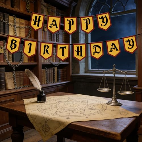 Magical Wizard Birthday Banner for Halloween Party - Pre-Strung Decor