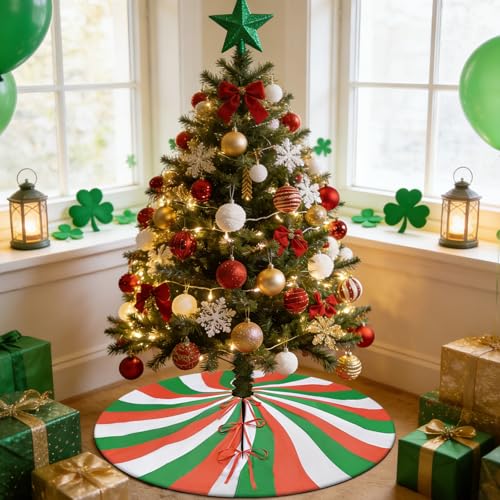 X-Large Green Peppermint Tree Skirt 48 Inch Lollipop Holiday Christmas Decor