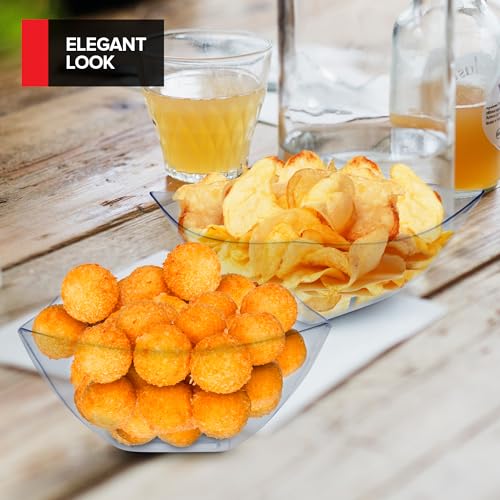 4 Pack 16oz Clear Plastic Square Serving Bowls - Disposable Snack & Salad Dishes