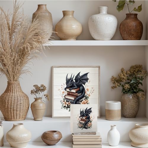 Black Dragon Book Sign - Home Decor for Book Lovers - Decor 017a