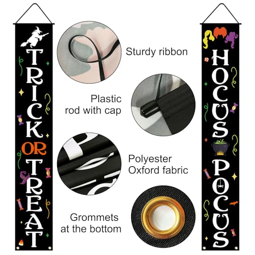 Halloween Trick or Treat and Hocus Pocus Banner Indoor Outdoor Wall Decor - 72x12 Inches