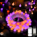 Connectable 43ft LED String Lights with Remote - Orange & Purple Halloween Decor