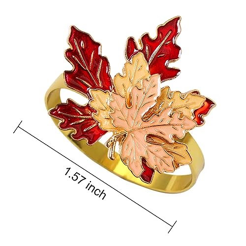 Fall Maple Leaf Napkin Rings Set - Thanksgiving & Halloween Table Decor